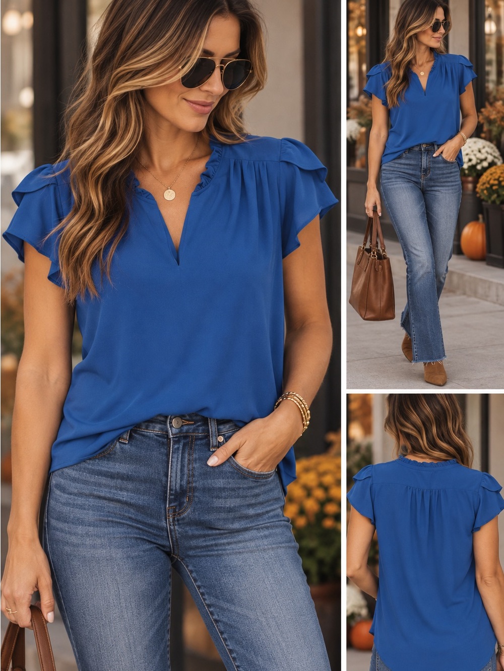 41 Hawthorn Royal Blue Short Sleeve Blouse by Ann Taylor